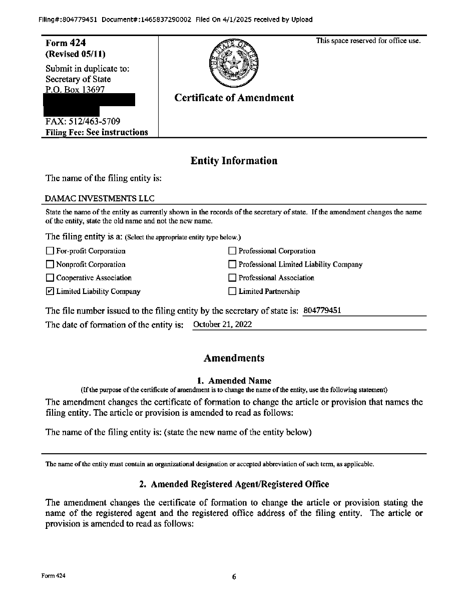 Notice 118, Exhibit A, page 2. Redacted exhibit page from the court record.